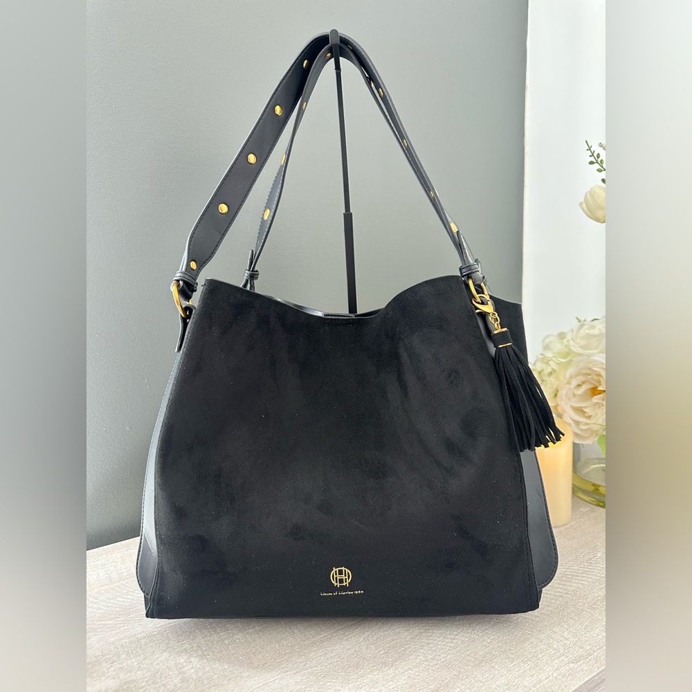 House of Harlow 1960 Black Suede Shoulder Bag VERY NICE! NWOT